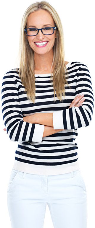A Woman Wearing a Black and White Stripes Shirt