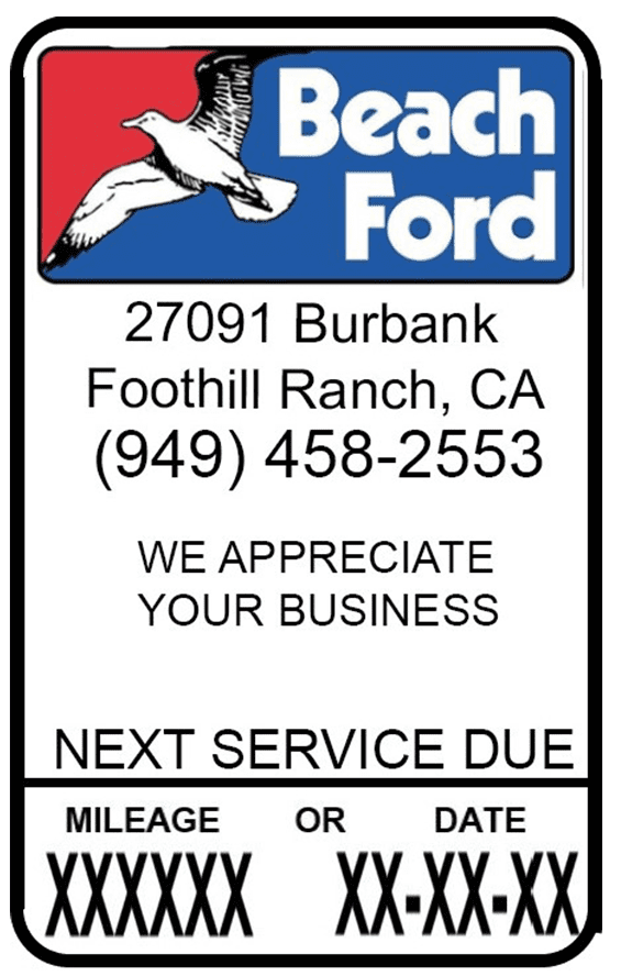 A Beach Ford Address Sheet in Black on a White Background