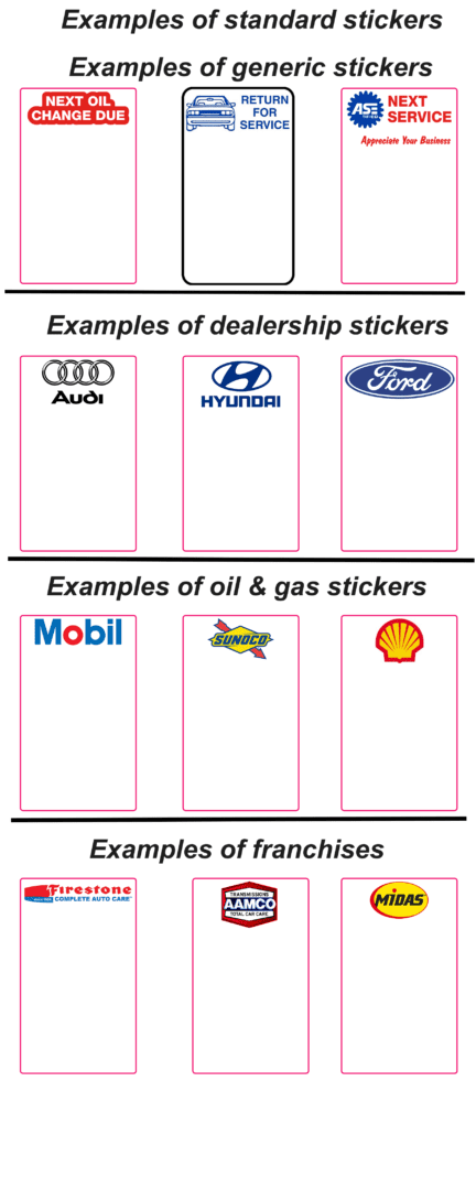 Oil Change Reminder System stickers